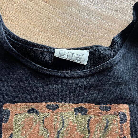 90s cat lovers long sleeve tee grandmacore leopard print top Large blouse black‎ - Picture 4 of 5